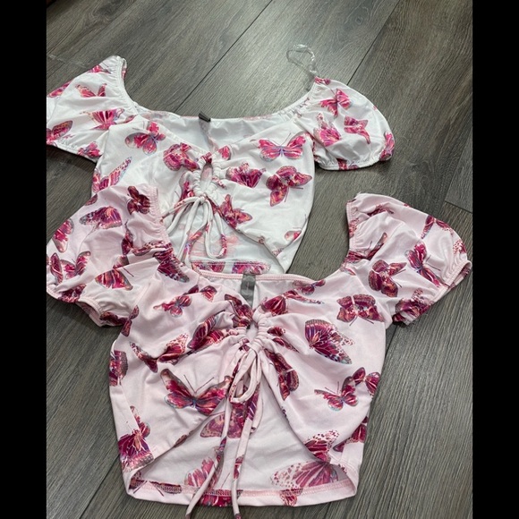 Drawstring tops Butterfly Crop adjustable tops - Picture 5 of 5